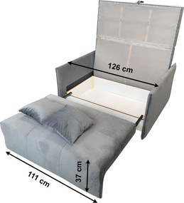 Kinyitható 2-es ülés, világosszürke szövet Riviera, ALANA