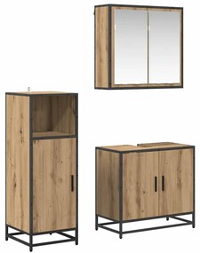 Fürdőszoba bútor szett 3 pcs kézműves tölgy 60 x 33 x 60 cm