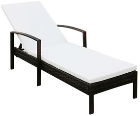 Barna polyrattan napozóágy párnával