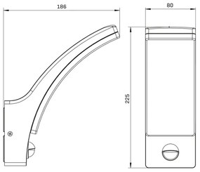 LED Kültéri fali lámpa érzékelővel AMY LED/12W/230V IP44 fekete