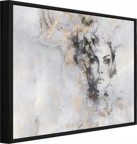 Vászonkép Fekete Keretben Nő Arc Beton Nappali Hálószoba 60x40