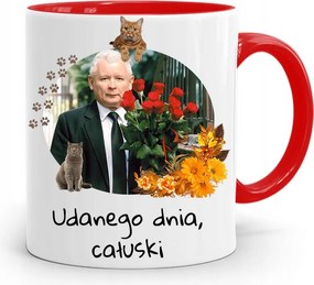 Piros Vicces Bögre Jaroslaw Kaczynski fényképes nyomattal