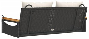 fekete polyrattan hintapad párnákkal 109 x 62 x 40 cm