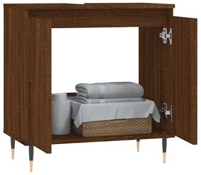 barna tölgyszínű szerelt fa fürdőszobaszekrény 58x33x60 cm