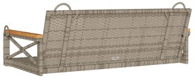 szürke polyrattan hintapad 109 x 62 x 40 cm