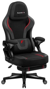 Gamer szék, szövet, lábtortóva, carbon, fekete