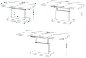 Mazzoni ASTON Elegáns Dió - MODERN DOHÁNYZÓASZTAL NYITHATÓ/MAGASÍTHATÓ ÉTKEZŐASZTAL ÉS DOHÁNYZÓASZTAL EGYBEN