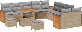 vidaXL Kerti Kanapé Szett 17 pcs Beige és Világosszürke polirattan