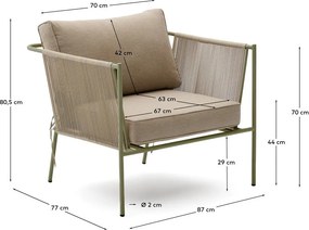 Zöld-bézs fém kerti fotel Zivia – Kave Home