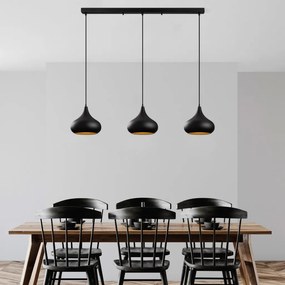Muba 11554 fekete fém 3 izzós függőlámpa, Ø30 cm