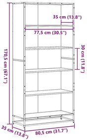 fekete szerelt fa könyvszekrény 80,5 x 35 x 170,5 cm