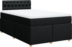 vidaXL fekete szövet rugós ágy matraccal 120 x 190 cm
