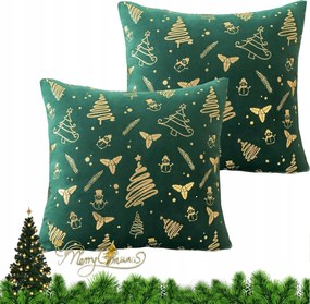 2x Párnahuzat 40 x 40 CM Zöld Dekoratív Karácsonyfa
