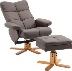 HOMCOM Relaxáló Szék Lábpihentetővel, Tárolóval, Párnázott TV Szék, Rezgést Végző Funkcióval, 360°-ban Forgatható TV Szék, Hálószobába, Nappaliba, Műb