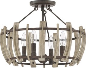 ELSTEAD QZ-WOOD-HOLLOW-SF WOODHILL Loft Mennyezeti Lámpa Fekete, Falusias E14 IP20