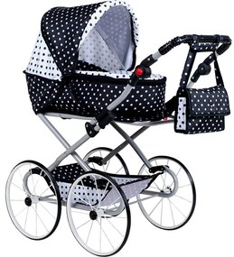 Játék Retro babakocsi 2az1-ben New Baby Natálka fehér - fekete