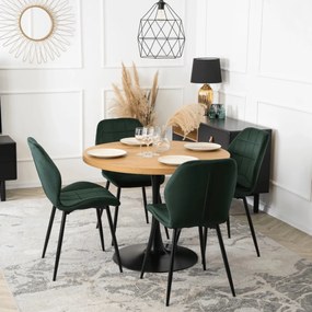 Étkezőgarnitúra 4 db. Zöld Bársony Irys székkel. Asztal: LINO 100 cm