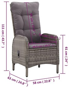 3 részes szürke polyrattan kerti bisztrószett