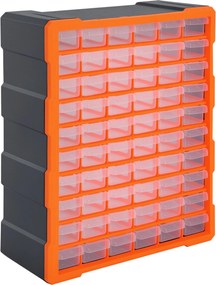 DURHAND Kisebb Alkatrész Szervező Tároló Doboz 60 Rekesszel Narancs W38 x D16 x H47,5 cm | Aosom