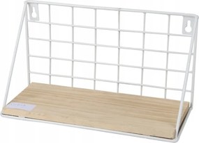 Fali polc téglalap alakú 25 x 10 x 14 cm, fém, fa, fehér