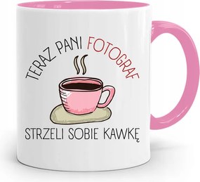 Rózsaszín Bögre Fotósnak, fényképes nyomott mintás