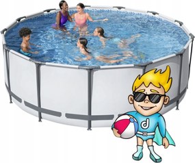 Kerti vázas medence Nagy kerek 11in1 Szürke-Ezüst 427x427x122 cm