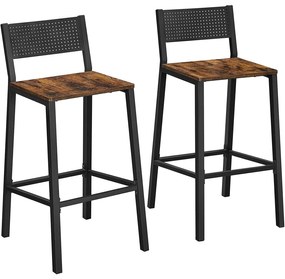 2 db bárszék készlet, Konyhai székek Ipari tervezés Vintage barna fekete