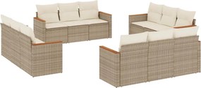 vidaXL 12 részes bézs polyrattan kerti ülőgarnitúra párnákkal