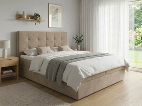 Kárpitozott boxspring ágy DIRELIS TRINITY 140x200 cm bézs Matrac: Bonell rugós matrac