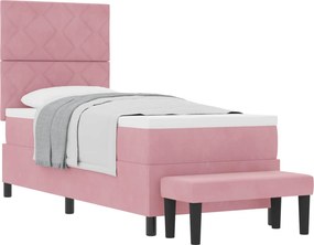 vidaXL Boxrugós ágy matracmal Rózsaszín 80 x 200 cm Bársony