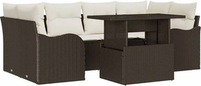 vidaXL Kerti Kanapé Szett párnával 7 pcs Barna Poli rattan