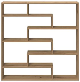 kézműves tölgy színű szerelt fa fali kockapolc 7 rekeszes színű