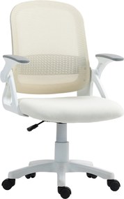 HOMCOM ergonomikus hálós irodai szék — felhajtható karfák, deréktámasz, állítható magasság és dőlésszög — fehér | Aosom