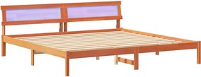 vidaXL Ágykeret fejtámlával Faggyú barna 200 x 200 cm Tömör fenyőfa