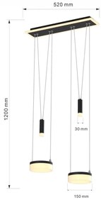 Wofi 6054-502 - LED Dimmelhető csillár zsinóron JESSE LED/21W/230V fekete