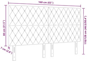 Fejtámla Kristálygombokkal Tűzött Világosszürke 160 cm Bársony