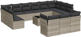 vidaXL 14 részes világosszürke polyrattan kerti ülőgarnitúra párnával
