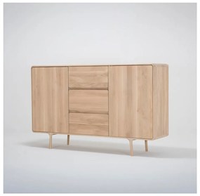 Fawn tömör tölgyfa komód 3 fiókkal, szélessége 180 cm - Gazzda