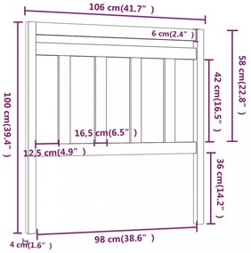 tömör fenyőfa ágyfejtámla 106 x 4 x 100 cm