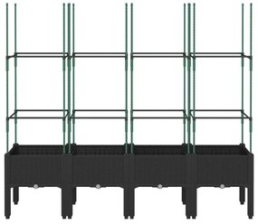fekete polipropilén rácsos kerti ültetőláda 160 x 40 x 142,5 cm