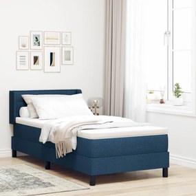 Boxspring ágy matraccal, kék színben, 90 x 200 cm, szövet.