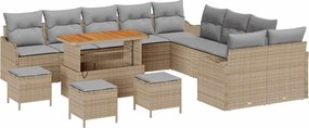 vidaXL Kerti Kanapé Szett 14 pcs Bézs polirattan