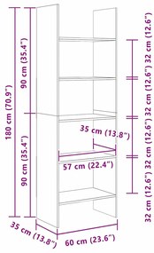 Könyvespolc Musta tammi 60 x 35 x 180 cm Faanyag