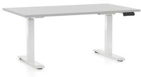 OfficeTech D állítható magasságú asztal, 140 x 80 cm, fehér alap, világosszürke