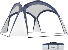 Outsunny 3,5 x 3,5 m-es Pavilon Horgos Ajtóval, Esővédő Robusztus Acéloszlopokkal, UV Védett Kerti Pavilon, Party Sátor Napernyő Kempingezéshez Krémsz