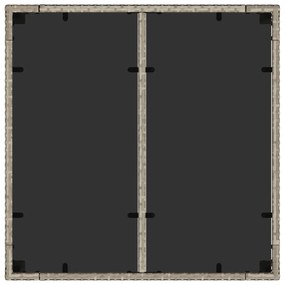 világosszürke polyrattan üveglapos kerti asztal 90 x 90 x 75 cm