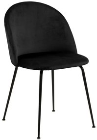 Lousie design szék, fekete, fekete fém láb
