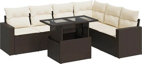 vidaXL 7 részes barna polyrattan kerti ülőgarnitúra párnákkal