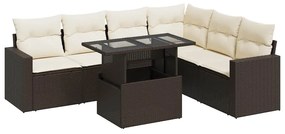 vidaXL 7 részes barna polyrattan kerti ülőgarnitúra párnákkal