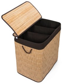 G21-es 150 literes szennyeskosár elválasztókkal, rattan utánzat, barna betéttel